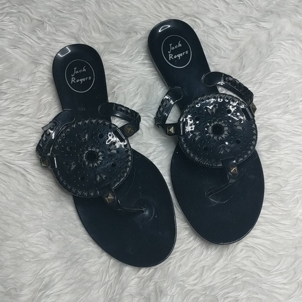 Jack Rogers Georgica Black Jelly Flip Flops